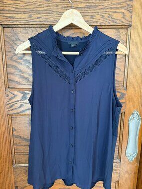Ann Taylor Navy Blue Sleeveless Blouse